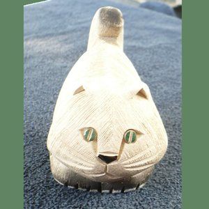 Whimsical Siamese Cat Art Sculpture Paperweight Cute Kitty Artist Signed